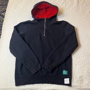 Scotch Soda Womens Black Red Lined Quarter Zip Hoodie Sweatshirt Size‎ M